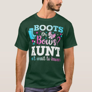 Boots or Bows Aunt Gender Reveal Baby Shower Annou T-Shirt