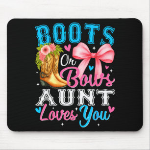 Boots Or Bows Aunt Loves You Gender Reveal Family  Mouse Pad