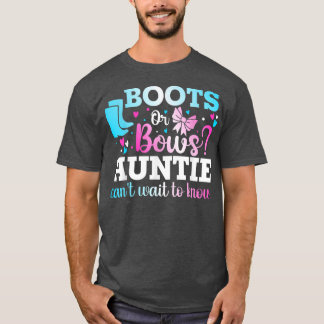 Boots or Bows Auntie Gender Reveal Baby Shower Ann T-Shirt