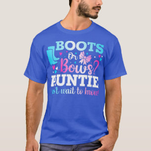 Boots or Bows Auntie Gender Reveal Baby Shower Ann T-Shirt