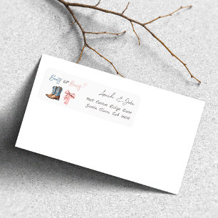 Boots or Bows Blue Pink Gender Reveal Address Return Address Label
