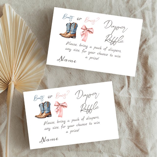 Boots or Bows Blue Pink Gender Reveal Party Diaper Enclosure Card (Creator Uploaded)