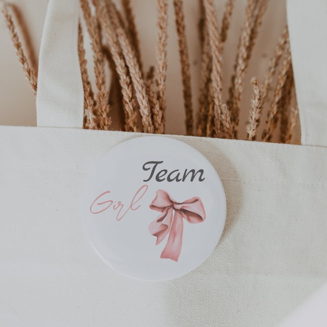 Boots or Bows Blue Pink Gender Reveal Team Girl 6 Cm Round Badge (Creator Uploaded)