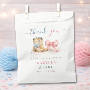 Boots Or Bows Elegant Gender Reveal Thank You Favour Bag