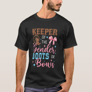 Boots or Bows Funny Keeper of Gender Baby Reveal P T-Shirt