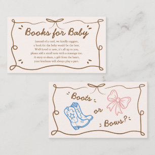Boots or Bows Gender Reveal Books for Baby Card