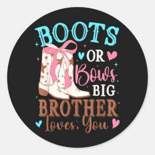 Boots or Bows Gender Reveal Decorations Big Classic Round Sticker