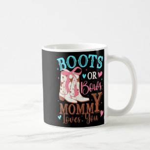 Boots or bows gender reveal decorations mummy love coffee mug