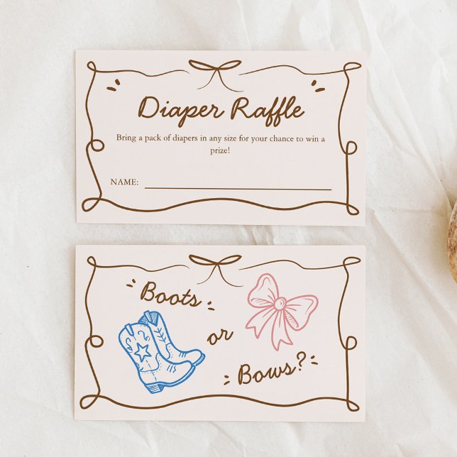 Boots or Bows Gender Reveal Diaper Raffle Card (Creator Uploaded)