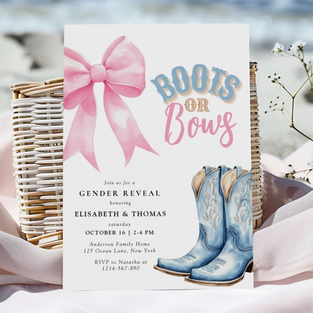 Boots or Bows Gender Reveal Invitation (Creator Uploaded)