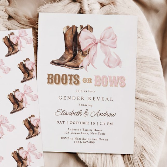 Boots or Bows Gender Reveal Invitation (Creator Uploaded)