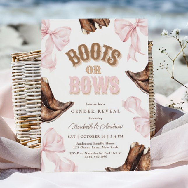 Boots or Bows Gender Reveal Invitation (Creator Uploaded)