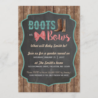 Boots or Bows Gender Reveal Invitation