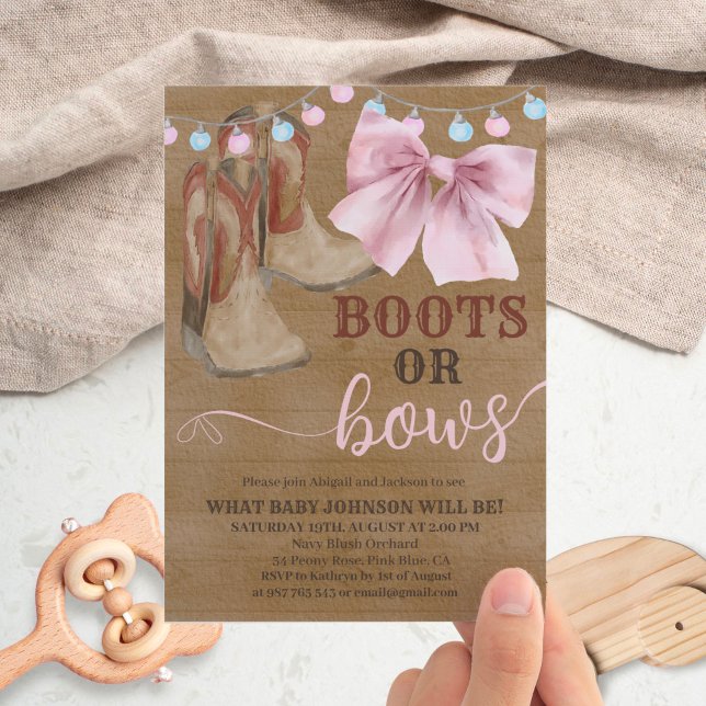 Boots or bows gender reveal invitation.   invitati invitation (Creator Uploaded)