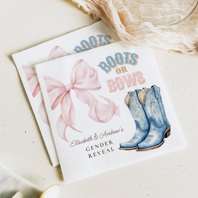Boots or Bows Gender Reveal Napkin (Creator Uploaded)