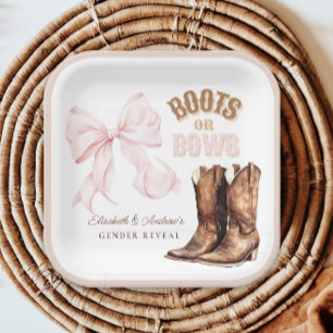 Boots or Bows Gender Reveal Paper Plate