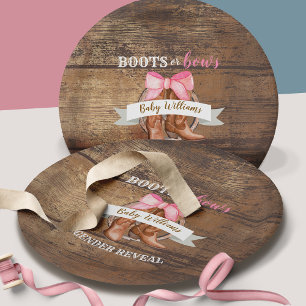 Boots or Bows Gender Reveal Paper Plate