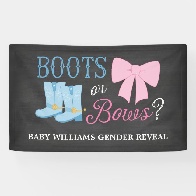 Boots or Bows Gender Reveal Party Baby Shower Banner (Horizontal)