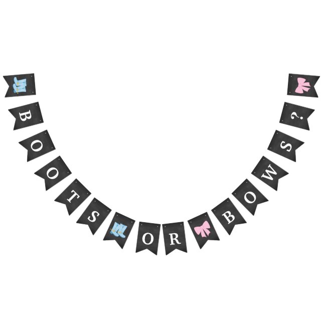 Boots or Bows Gender Reveal Party Baby Shower Bunting (All)