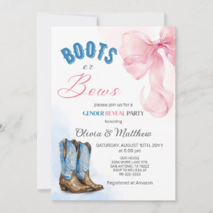 Boots or Bows Gender Reveal Party Invitation