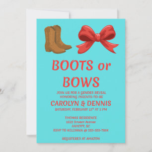 Boots or Bows Gender Reveal Party Invitation