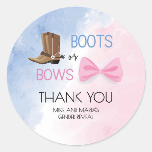 Boots or Bows gender reveal party stickers