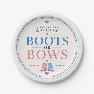 Boots or Bows Gender Reveal Pink or Blue Paper Plate