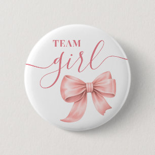 Boots or Bows Gender Reveal Pink Team Girl 6 Cm Round Badge