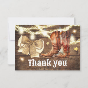 Boots or Bows Gender Reveal Thank You Card