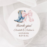 Boots or Bows Gender Reveal Thank You Stickers