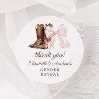 Boots or Bows Gender Reveal Thank You Stickers