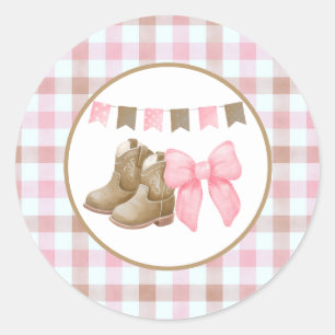 Boots or Bows Gender Reveal Theme Paper Plates Classic Round Sticker