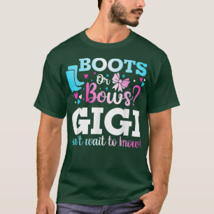 Boots or Bows Gigi Gender Reveal Baby Shower Annou T-Shirt