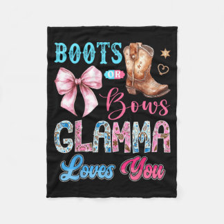 Boots Or Bows Glamma Loves Gender Reveal Western Fleece Blanket
