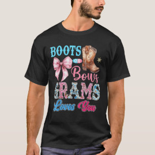 Boots or Bows Grams Loves You Gender Reveal Party  T-Shirt