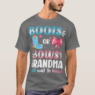 Boots Or Bows Grandma Gender Reveal Baby Shower Pr T-Shirt