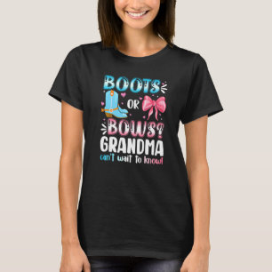 Boots Or Bows Grandma Gender Reveal Baby Shower Pr T-Shirt
