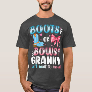 Boots Or Bows Granny Gender Reveal Baby Shower Pre T-Shirt