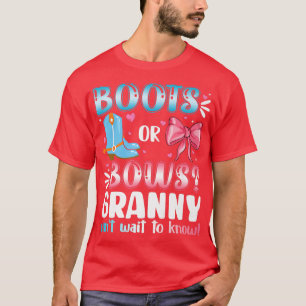 Boots Or Bows Granny Gender Reveal Baby Shower Pre T-Shirt