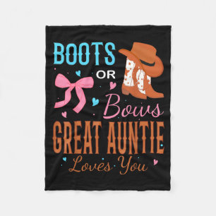 Boots Or Bows Great Auntie Loves You Gender Reveal Fleece Blanket