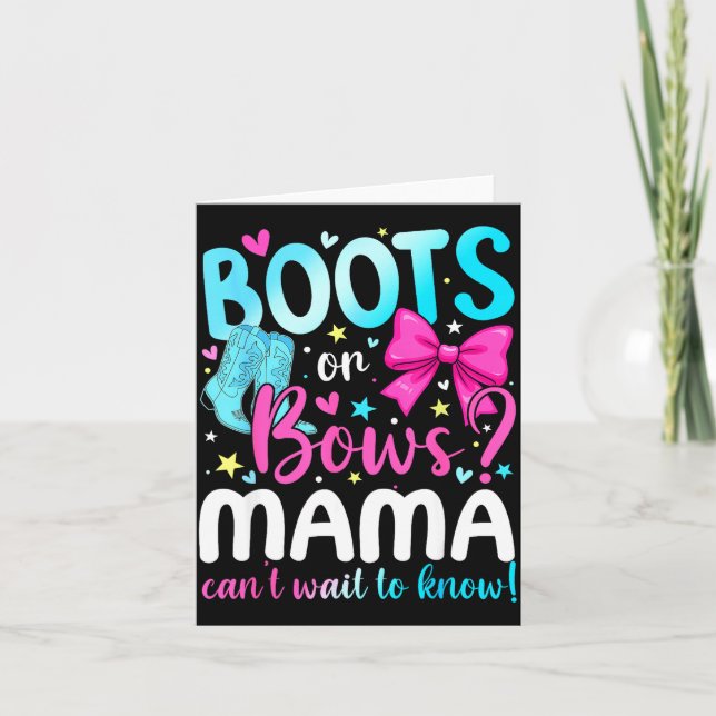 Boots Or Bows Mama Loves You Gender Reveal Party  Card (Front)