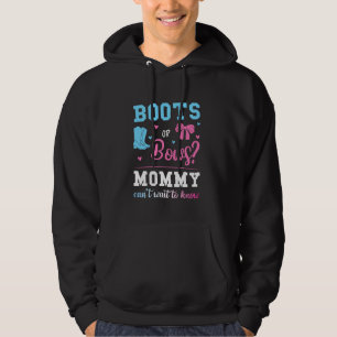 Boots Or Bows Mummy Gender Reveal Pink Or Blue Hoodie