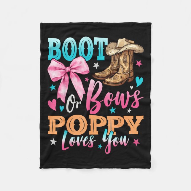 Boots Or Bows Ppy Loves You Gender Reveal Family  Fleece Blanket (Front)