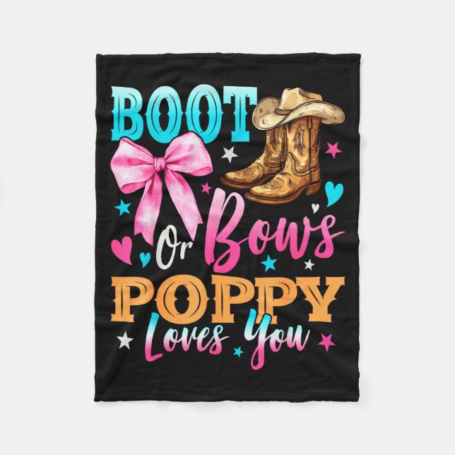 Boots Or Bows Ppy Loves You Gender Reveal Family  Fleece Blanket (Front)