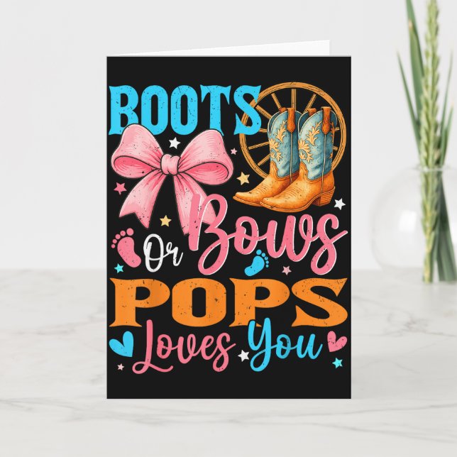 Boots Or Bows Ps Loves You Gender Reveal Family  Card (Front)