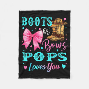 Boots Or Bows Ps Loves You Gender Reveal Family  Fleece Blanket