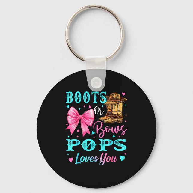 Boots Or Bows Ps Loves You Gender Reveal Family  Key Ring (Front)