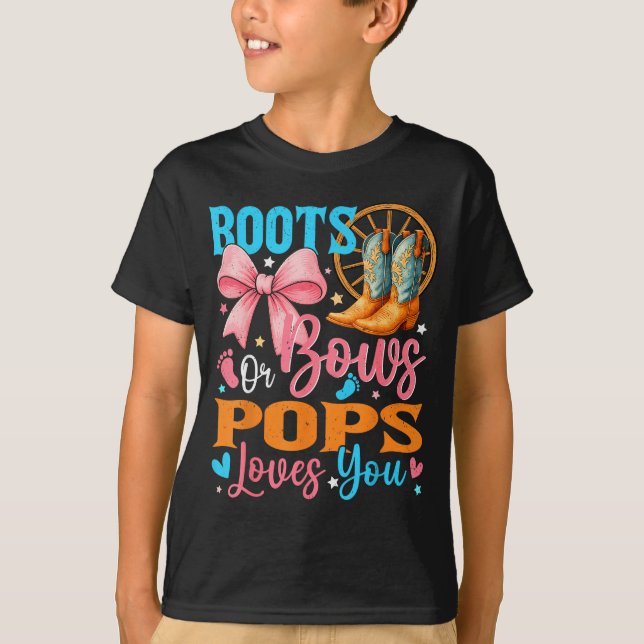 Boots Or Bows Ps Loves You Gender Reveal Family  T-Shirt (Front)
