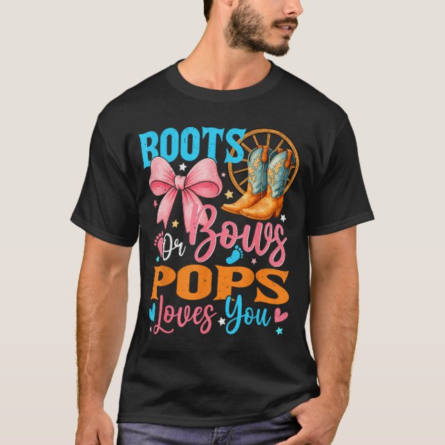 Boots Or Bows Ps Loves You Gender Reveal Family  T-Shirt (Front)