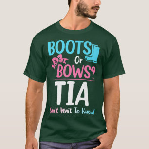 Boots or Bows Tia Gender Reveal Pregnancy Announce T-Shirt